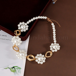 Alloy Rhombus & Plastic Flower Link Chain Necklaces for Women&nbsp;WG7D712-01