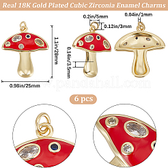 6Pcs Autumn Theme Real 18K Gold Plated Brass Micro Pave Cubic Zirconia Pendants&nbsp;ZIRC-BBC0002-34