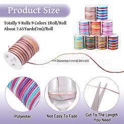 9 Rolls 9 Colors Segment Dyed Polyester Thread&nbsp;NWIR-TA0001-37B