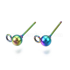 Rack Plating Rainbow Color 304 Stainless Steel Stud Earring Findings&nbsp;STAS-S119-112
