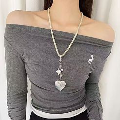 Alloy Floral Heart Locket Pendant Twisted Polyester Cord Necklaces for Women&nbsp;WGF1E9C-01