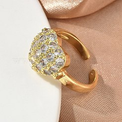 Brass Micro Pave Cubic Zirconia Cuff Open Rings&nbsp;RJEW-C163-03A-G