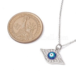 Alloy Crystal Rhinestone Cable Chain Blue Enamel Eye Pendant Necklaces for Women&nbsp;NJEW-JN04977-02