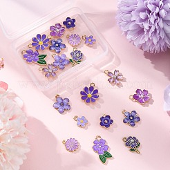20Pcs 10 Styles Flower Alloy Enamel Pendants&nbsp;ENAM-FP0002-13