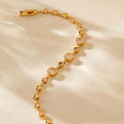 Brass Pave Clear Cubic Zirconia Link Chain Bracelets for Women&nbsp;FS-WG70203-01
