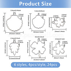 24Pcs 6 Styles Alloy Hollow Geometric Open Back Bezel Pendants&nbsp;FIND-CA0010-76A