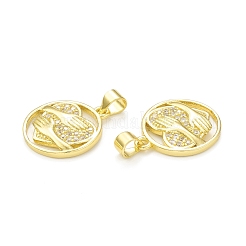 Rack Plating Brass Micro Pave Cubic Zirconia Pendants&nbsp;KK-C011-35G