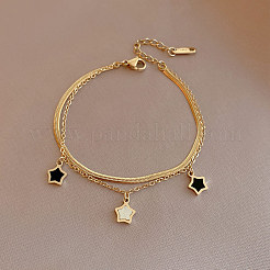 Star Stainless Steel with Natural Shell Double Layer Pendant Necklaces & Charm Bracelets Sets&nbsp;WGBAFA5-03
