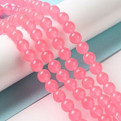 Dyed Natural White Jade Round Bead Strands&nbsp;G-J285-04