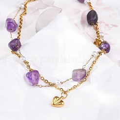 Bohemia Style 304 Stainless Steel Cable Chain Multi-strand Bracelets&nbsp;LS-BJEW-Z088-01C-G