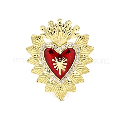 Sacred Heart Brass Micro Pave Cubic Zirconia Cuff Rings&nbsp;RJEW-H236-01G-02