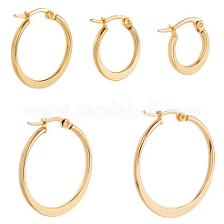 10 Pairs 5 Styles 304 Stainless Steel Hoop Earrings&nbsp;EJEW-BBC0001-93