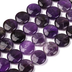 Natural Amethyst Flat Round Bead Strands&nbsp;G-L246-23