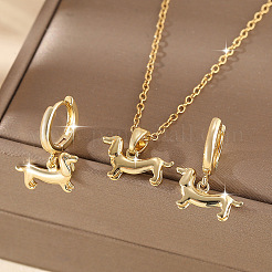 Dachshund Brass Pendant Necklaces & Hoop Earring Sets&nbsp;FS-WGFB62E-01