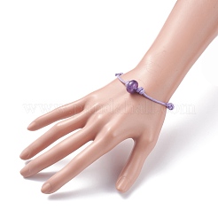 Natural Amethyst Disc Beaded Cord Bracelet&nbsp;BJEW-JB07686-05