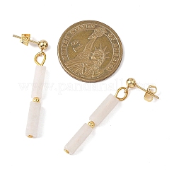 Rectangle Brass Natural White Jade Dangle Stud Earrings&nbsp;EJEW-JE06768