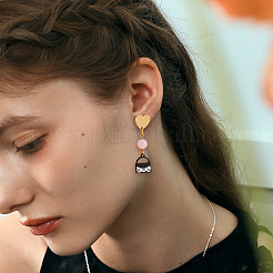 30Pcs 5 Colors Ion Plating(IP) Heart Shape 304 Stainless Steel Stud Earring Findings&nbsp;EJEW-UN0001-68