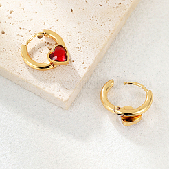 Sweet and Stylish Classic Heart 201 Stainless Steel Hoop Earrings&nbsp;CI7113