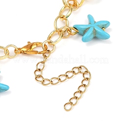 Dyed Synthetic Turquoise Starfish Charm Bracelets&nbsp;BJEW-JB11642-02
