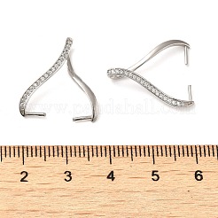 Rhodium Plated 925 Sterling Silver Micro Pave Clear Cubic Zirconia Ice Pick Pinch Bails&nbsp;X-STER-NH0001-52P