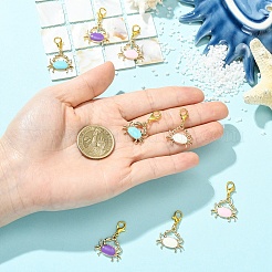 8Pcs 4 Colors Alloy Enamel Crab Shape Pendant Decorations&nbsp;HJEW-YW00322