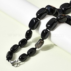 Dyed Natural Agate Cuboid Graduated Beaded Necklaces with Alloy Clasps&nbsp;NJEW-C113-01B