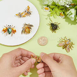 6Pcs 6 Styles Bees & Beetle Enamel Pins&nbsp;JEWB-PH0001-80
