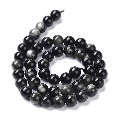 Natural Silver Obsidian Beads Strands&nbsp;G-D083-01B-1