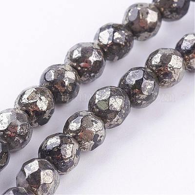 Natural Pyrite Beads Strands&nbsp;G-P303-02-10mm-8-1