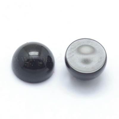 Natural Dyed & Heated Black Agate Cabochons&nbsp;G-P393-R02-4mm-1