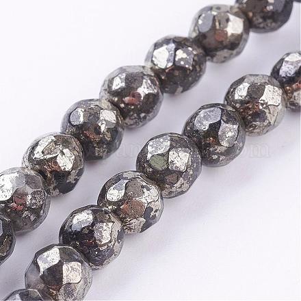 Natural Pyrite Beads Strands G-P303-02-10mm-8-1