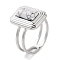 304 Stainless Steel Ring, Adjustable Synthetic Howlite Rings, Rectangle, 12x16mm, Inner Diameter: Adjustable