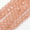 Glass Beads Strands, Faceted, Round, Dark Salmon, 8mm, Hole: 1.5mm, about 66~67pcs/strand, 15.12 inch~15.35 inch(38.4~39cm)