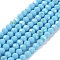 Opaque Glass Beads Strands, Faceted(32 Facets), Round, Sky Blue, 8x7~7.5mm, Hole: 1.2mm, about 65~67pcs/strand, 19.49~19.69''(49.5~50cm)
