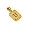 Stainless Steel Pendants, Real 18K Gold Plated, Rectangle, Letter U, 15x12mm