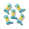 Baking Paint Glass Enamel Beads, Boot with Pineapple, Dark Turquoise, 24x17x8~8.5mm, Hole: 1.4mm