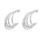 Stainless Steel Stud Earrings, Multi C-Shaped, Stainless Steel Color, 27x20x1.4mm