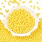 Opaque Baking Paint Glass Beads, Round, Yellow, 5.5x4.5~5mm, Hole: 1mm, about 2500pcs/pound