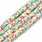 Handmade Polymer Clay Bead Strands, Column with Flower, Beige, 6x5mm, Hole: 1mm, about 63pcs/strand, 15.75''(40cm)