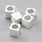 Brass Spacer Beads, Cadmium Free & Lead Free, Long-Lasting Plated, Cube with Round Hole, 925 Sterling Silver Plated, 2.5x2.5x2.5mm, Hole: 1.6mm