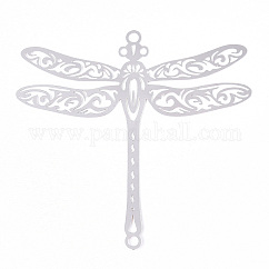 201 Stainless Steel Connector Charms, Dragonfly Links, Stainless Steel Color, 64x67x0.3mm, Hole: 2.5mm