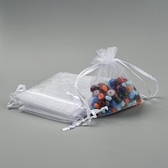 Organza Gift Bags with Drawstring, Wedding Party Christmas Favor Gift Bags, Organza Pouches for Potpourri, White, 10x8cm