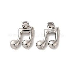 Non-Tarnish 304 Stainless Steel Charms, Musical Note Charm, Stainless Steel Color, 9x7x1.5mm, Hole: 1mm