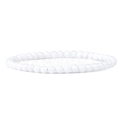 4MM Natural White Jade Stretch Bracelets