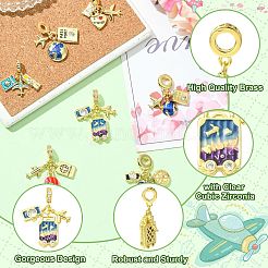 7Pcs 7 Styles Brass Enamel Airplane European Dangle Charms&nbsp;KK-CJ0004-10