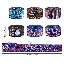 12 Yards 6 Patterns Ethnic Style Double-Sided Polyester Ribbon&nbsp;OCOR-FH0001-16