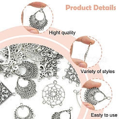 36Pcs 9 Styles Tibetan Style Alloy Chandelier Components Links&nbsp;TIBE-FS0003-24