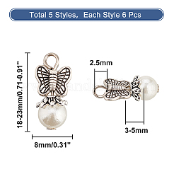 6 Sets Acrylic Imitated Pearl Pendants&nbsp;FIND-AR0003-39