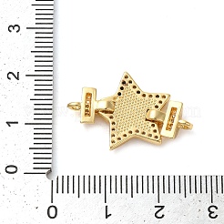 Rack Plating Brass Micro Pave Cubic Zirconia Star Connector Charms&nbsp;KK-K385-101G-01