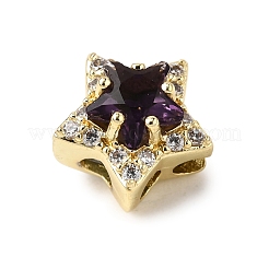 Brass Micro Pave Cubic Zirconia Beads&nbsp;KK-D379-01G-12